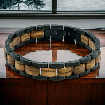 Dufourspitze (Zebrawood / Zwart) - Houten armband