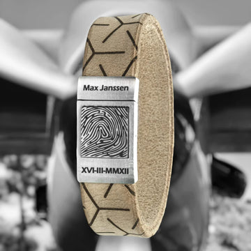 Leren Vingerafdruk Armband - Pilots EDITION - Zwart / Bruin / Gevlochten
