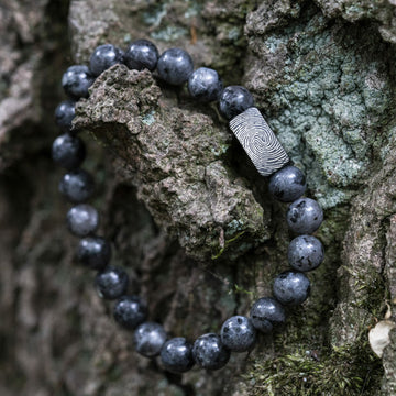 Vingerafdruk Zwarte Labradoriet - Natuurstenen kralen Armband