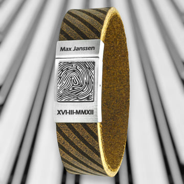Vingerafdruk armband Italiaans leer - Striped Edition