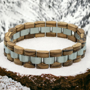 Monte Rosa – Zebrano & Roestvrij Staal Houten Armband