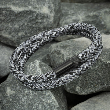 Elite armband zwart - Zwart/wit touw