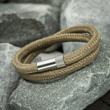 Elite armband zilver - zand touw