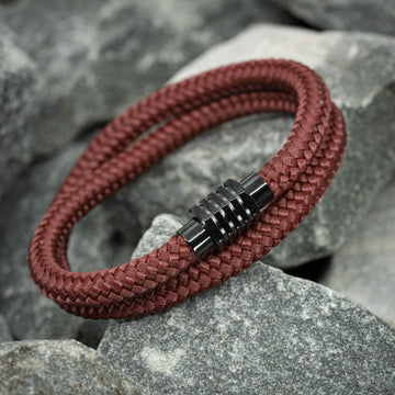 Eigen paracord armband zwart - Rood touw