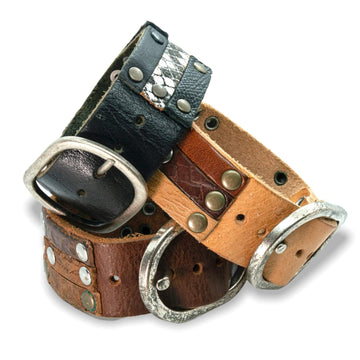Brede leren Polsband - Multi color Runderleer