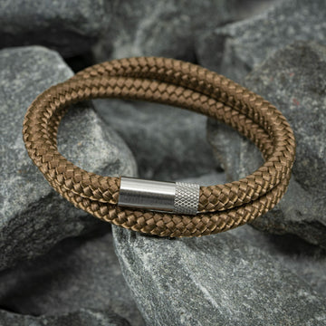Elite armband zilver - Bruin touw