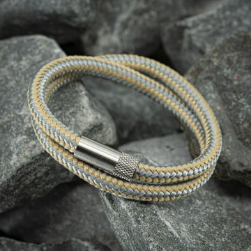 Elite armband zilver - Honing / grijs touw