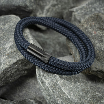 Elite armband zwart - Marineblauw touw