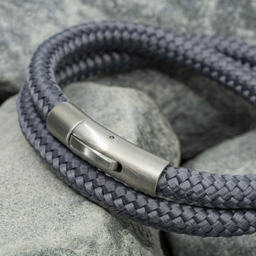 Drukschakel armband - Grijs Touw