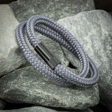 Elite armband zwart - Grijs touw