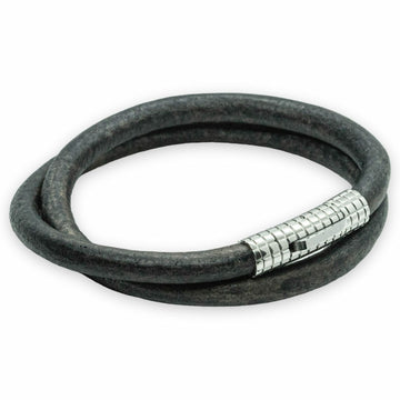 Dubbel rond 6mm grijze armband | Italiaans Valiano™ leer