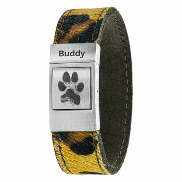Eigen Pootafdruk armband <b>Luipaard</b> leer