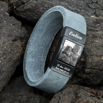 Foto-armband Dames Armband met Foto <b>grijs</b> leer