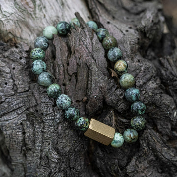 Afrikaanse Turquoise Goudkleurige kralen armband