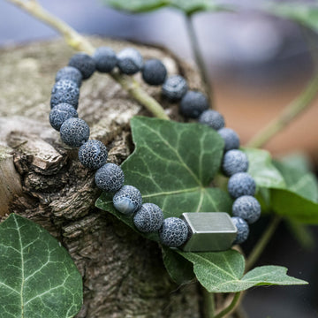 Verwitterter blauer Achat – Perlenarmband