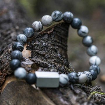 Schwarzer Seidenstein – Armband aus Natursteinperlen