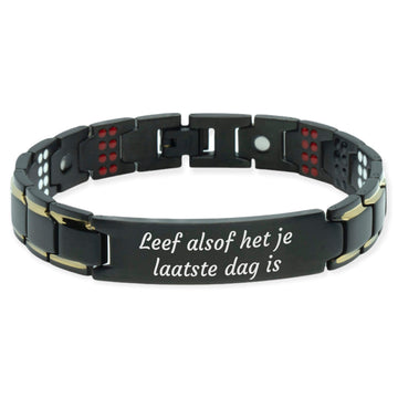 Magneet Armband - 8 Maxneet zwart - Met eigen tekst
