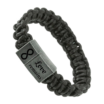 Mannen armband stoer leer met gravure