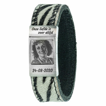 Zebra Fotoarmband leer met eigen foto