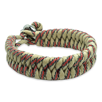 Zweedse staart armband - Beige rood zwarte touw kleur