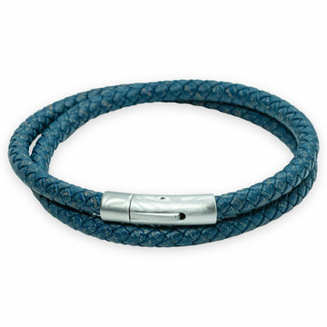 Blauw gevlochten 6mm armband | Italiaans Valiano™ leer