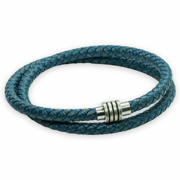 Blauw gevlochten 6mm armband | Italiaans Valiano™ leer
