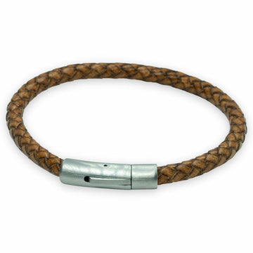 Bruine gevlochten 6mm armband | Italiaans Valiano™ leer