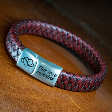 Oneindige liefdes armband (Infinity heart) - Gevlochten leer