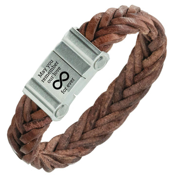 Graveerbare gevlochten leren Armband