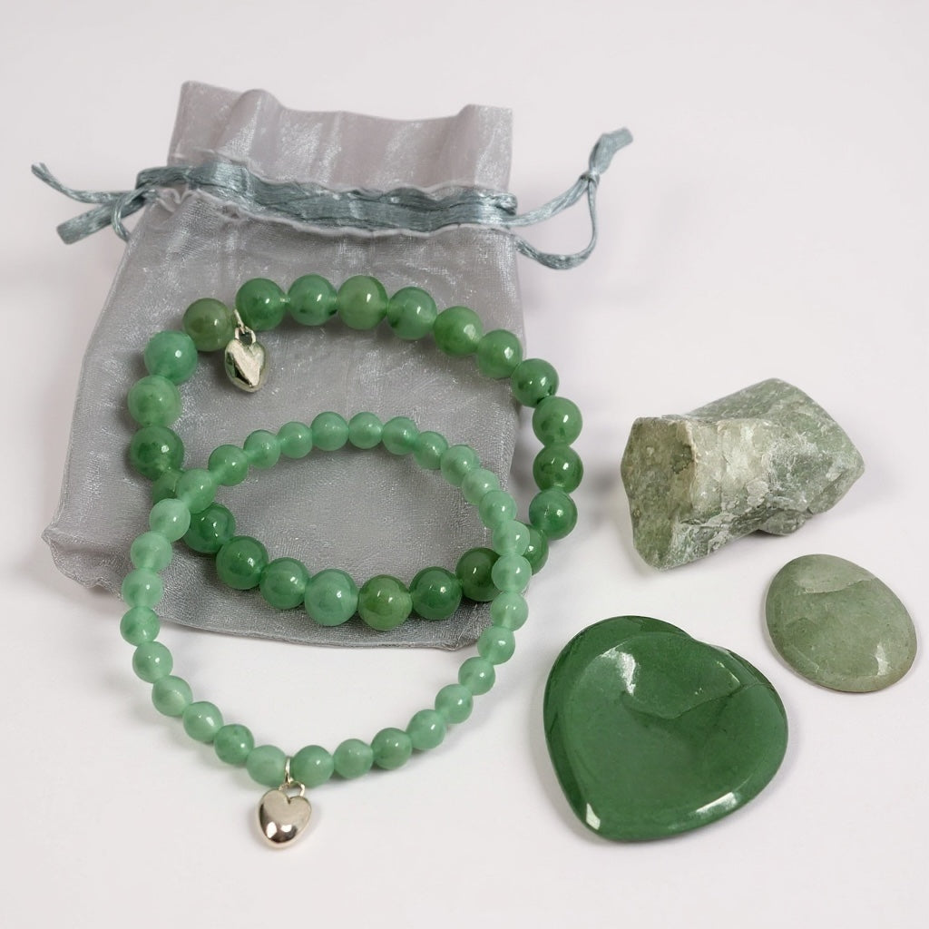 2 Groene Aventurijn Armbanden en 3 Edelstenen Set – Innerlijke Rust in een Cadeauzakje