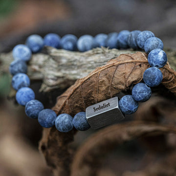 Bevroren Matte Sodaliet – Kralen Armband + Gravure
