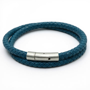 Blauw gevlochten 6mm armband | Italiaans Valiano™ leer