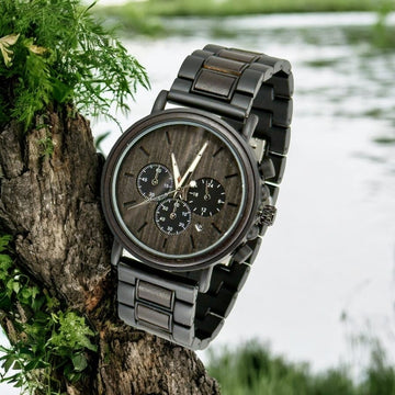 TimberWood Obsidian™ – Chronograaf Herenhorloge Zwart (donker uurwerk)