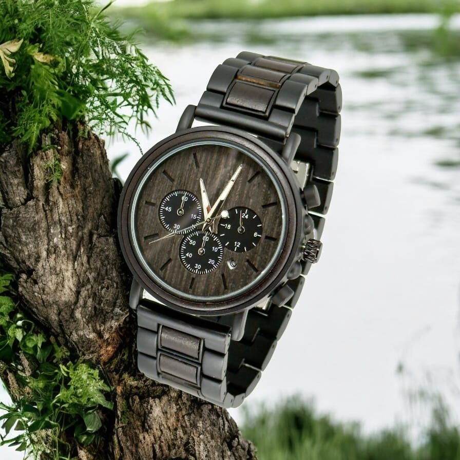 TimberWood Obsidian™ – Chronograaf Herenhorloge Zwart (donker uurwerk)