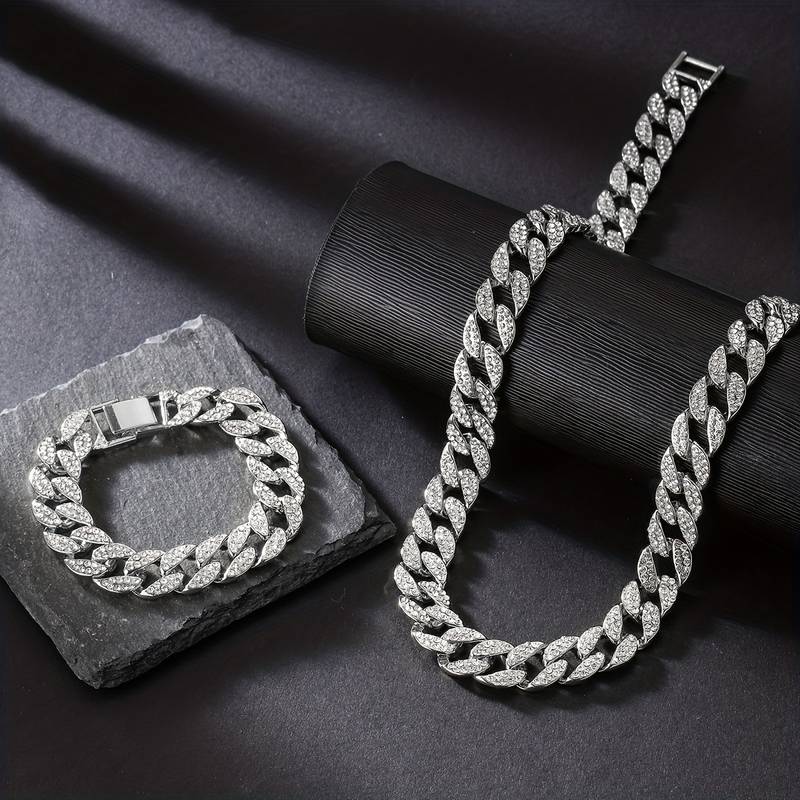 Cubaanse armband + ketting (combi): Eigen naam of initialen gravure