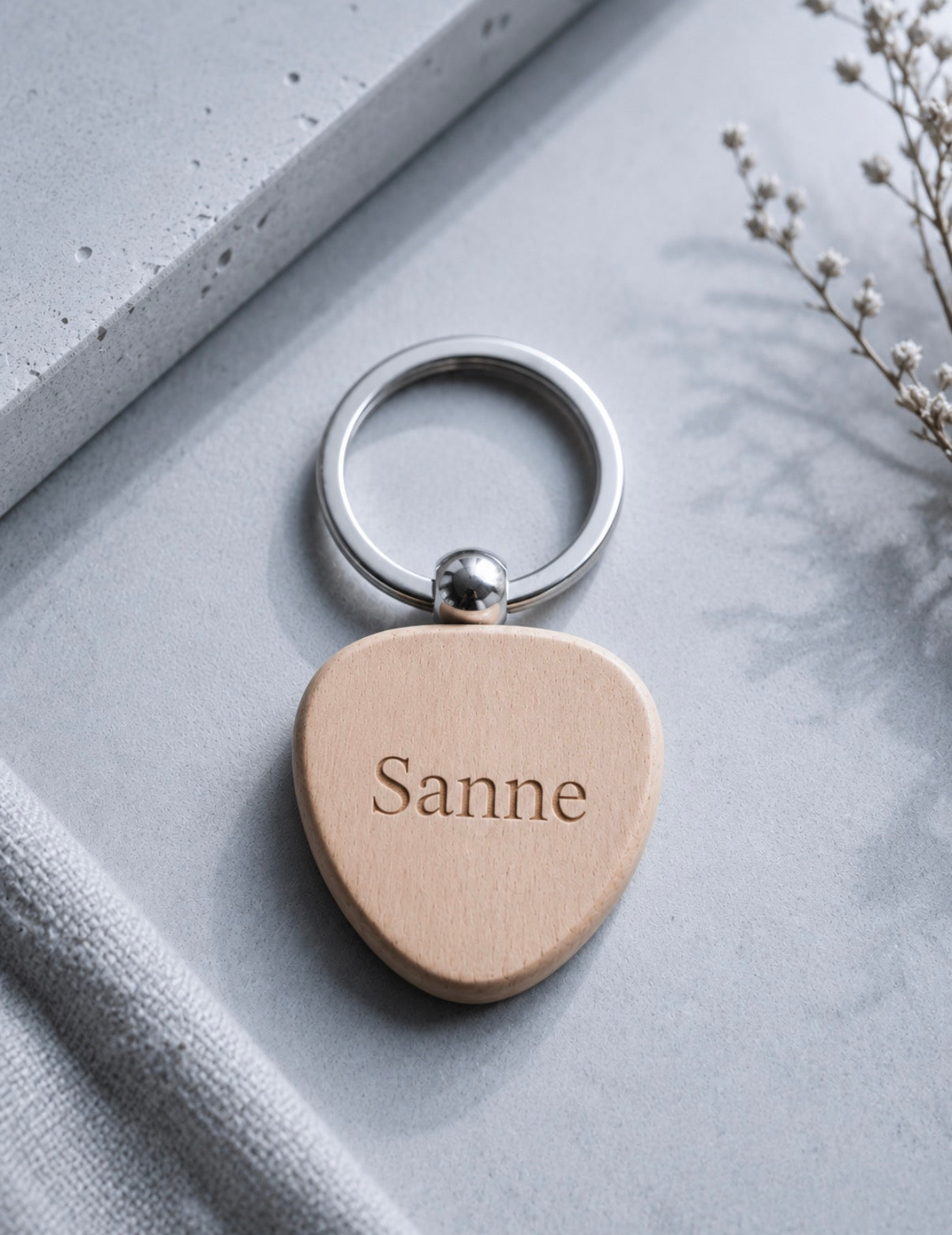 Houten sleutelhanger met gravure Hart