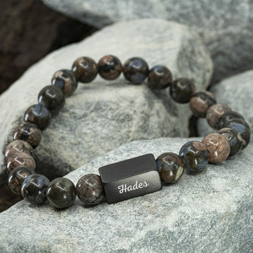 Hades – Zwarte Glaucofaan armband – Kralen 8mm