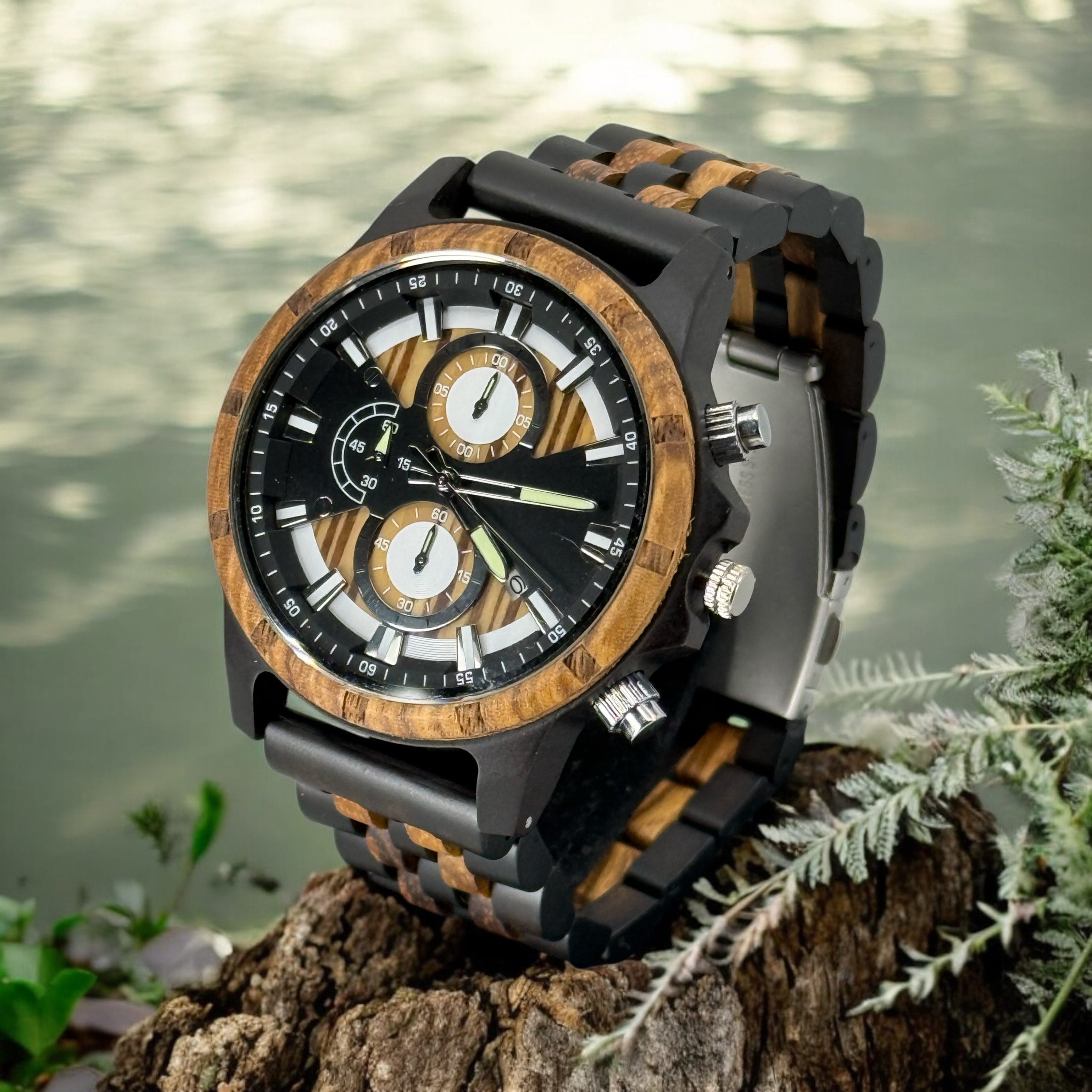 TimberWood DualForce™ – Herenhorloge van Zwart- en Zebrahout