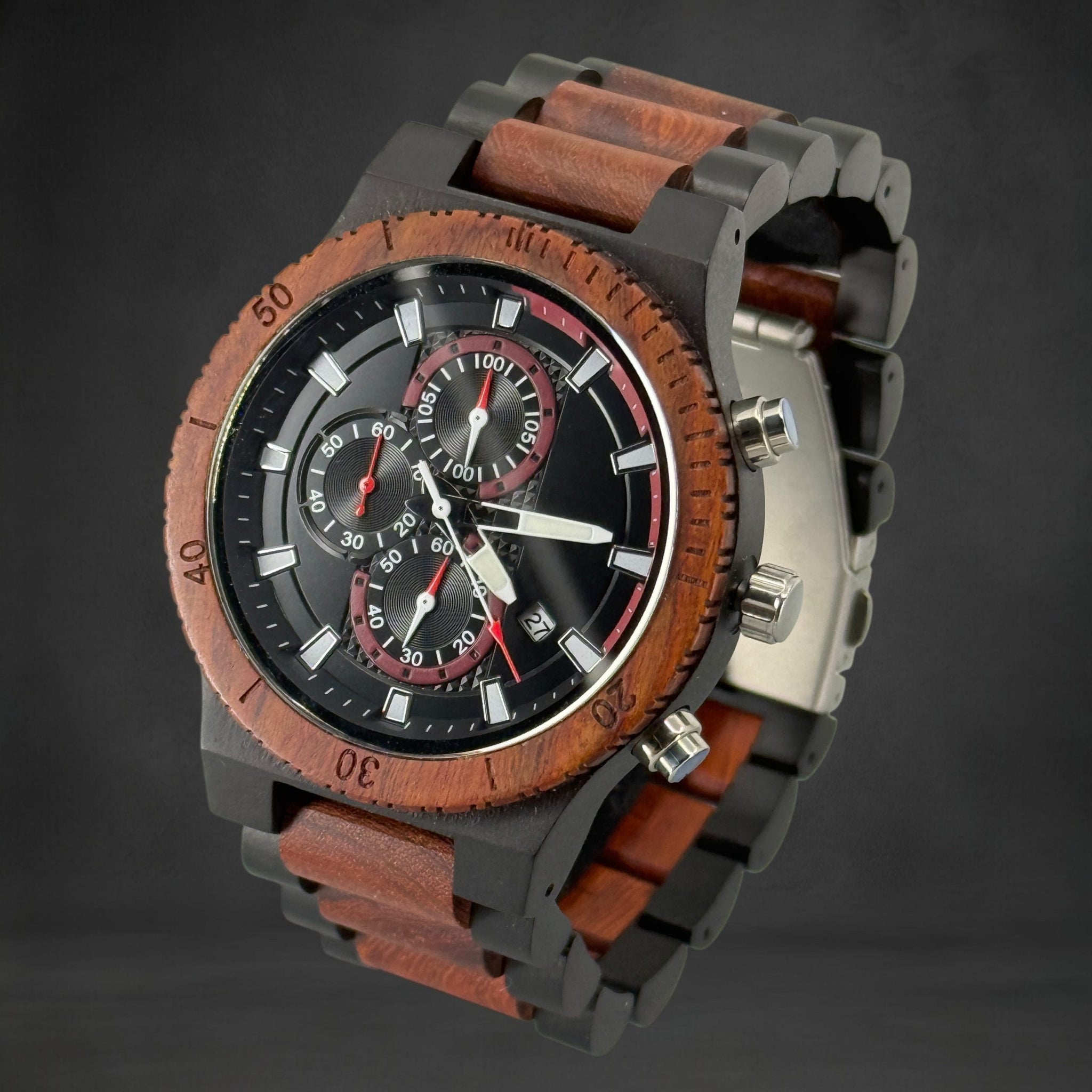 TimberWood Redline™ – Houten Chronograaf Herenhorloge 48mm