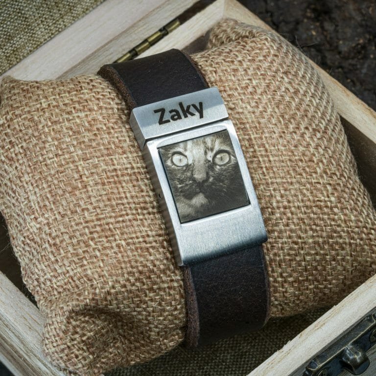 Eigen Katten Pootafdruk op leren armband naar keuze