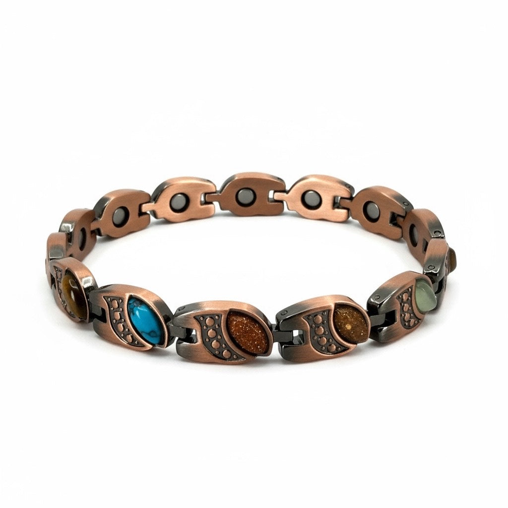 Koperen Magneetarmband met Halfedelstenen – Multi Stone Elegance