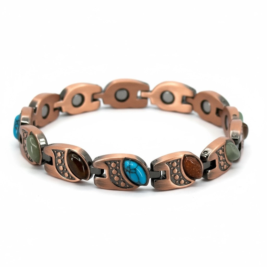Koperen Magneetarmband met Halfedelstenen – Multi Stone Elegance