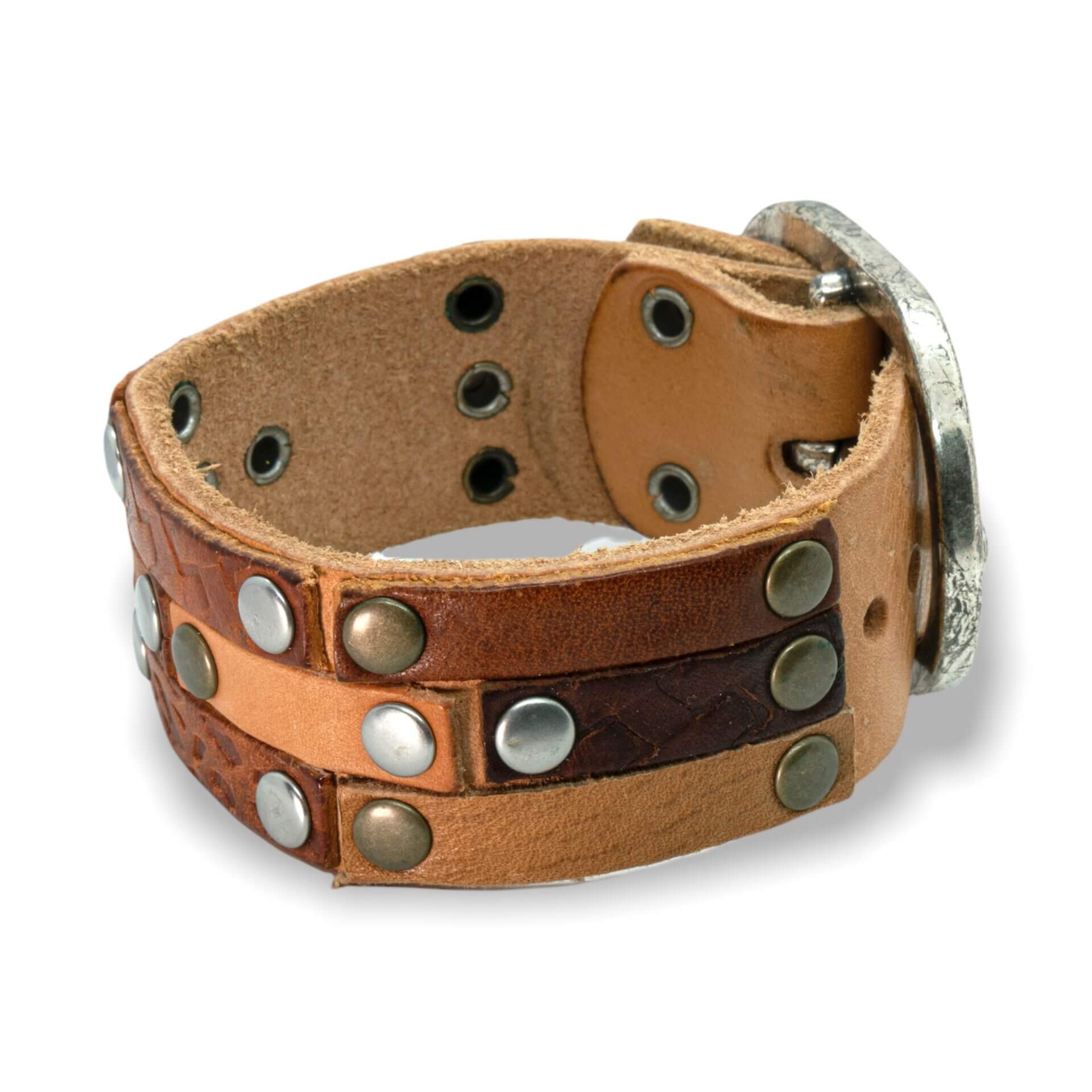 Brede bruin leren Polsband - Multi color Runderleer
