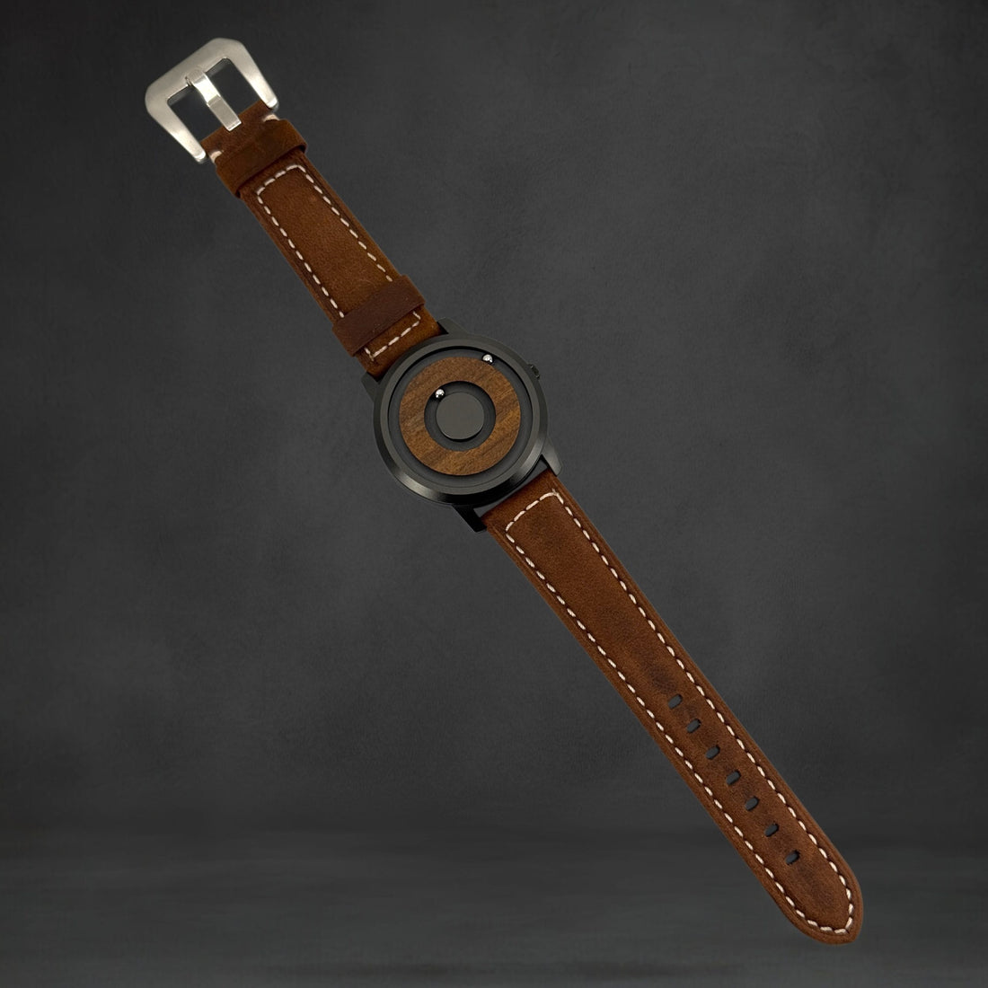 Limited Edition: TimberWood Orbit™ – Magnetisch Unisex Leren Horloge