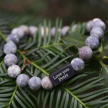 Matte Turquoise Armband met Naamgravure – 8mm Kralen