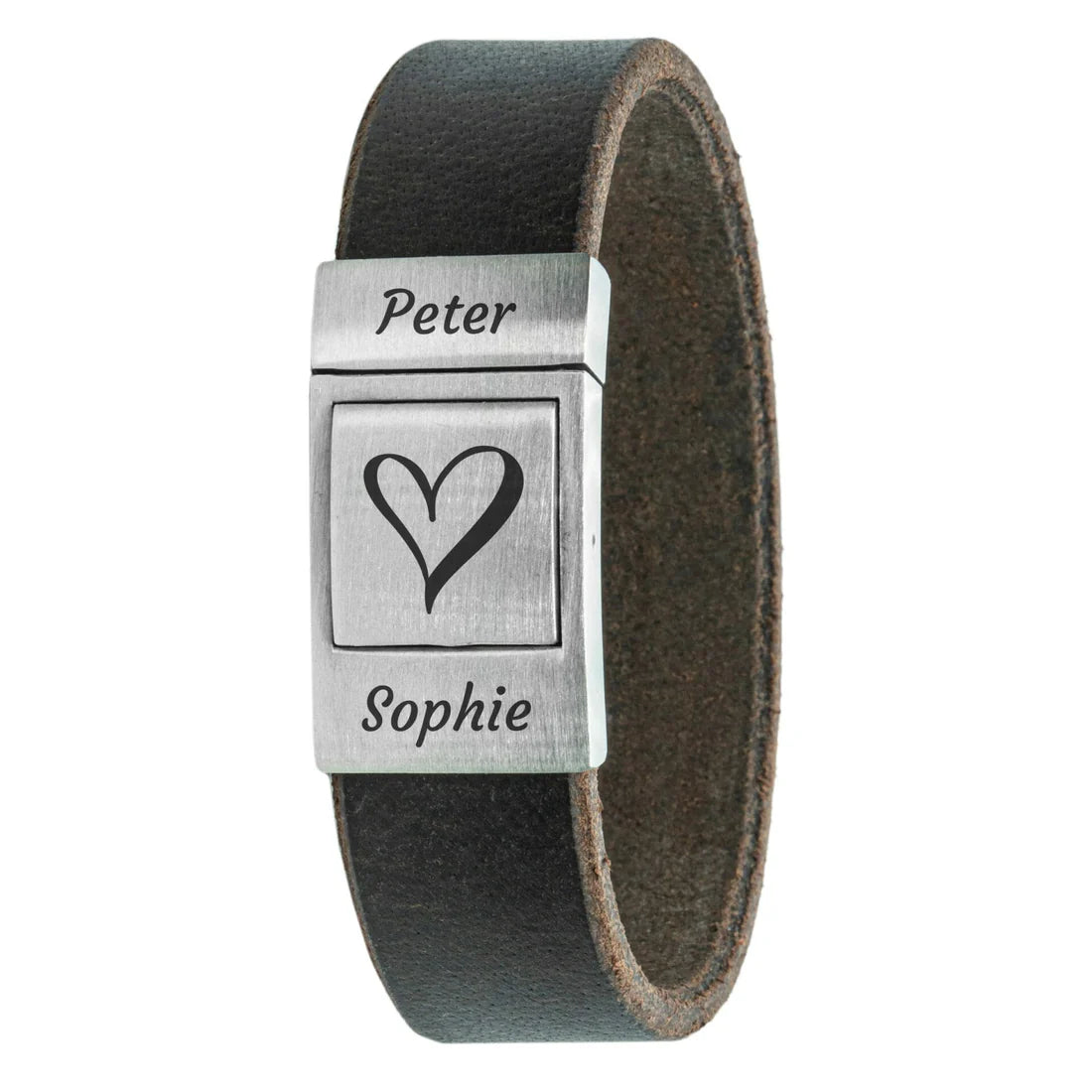 Eigen tekst en symbool Armband Gevlochten leer