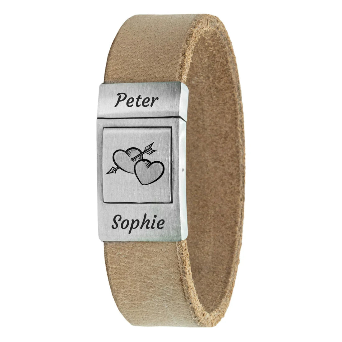 Eigen tekst en symbool Armband Gevlochten leer