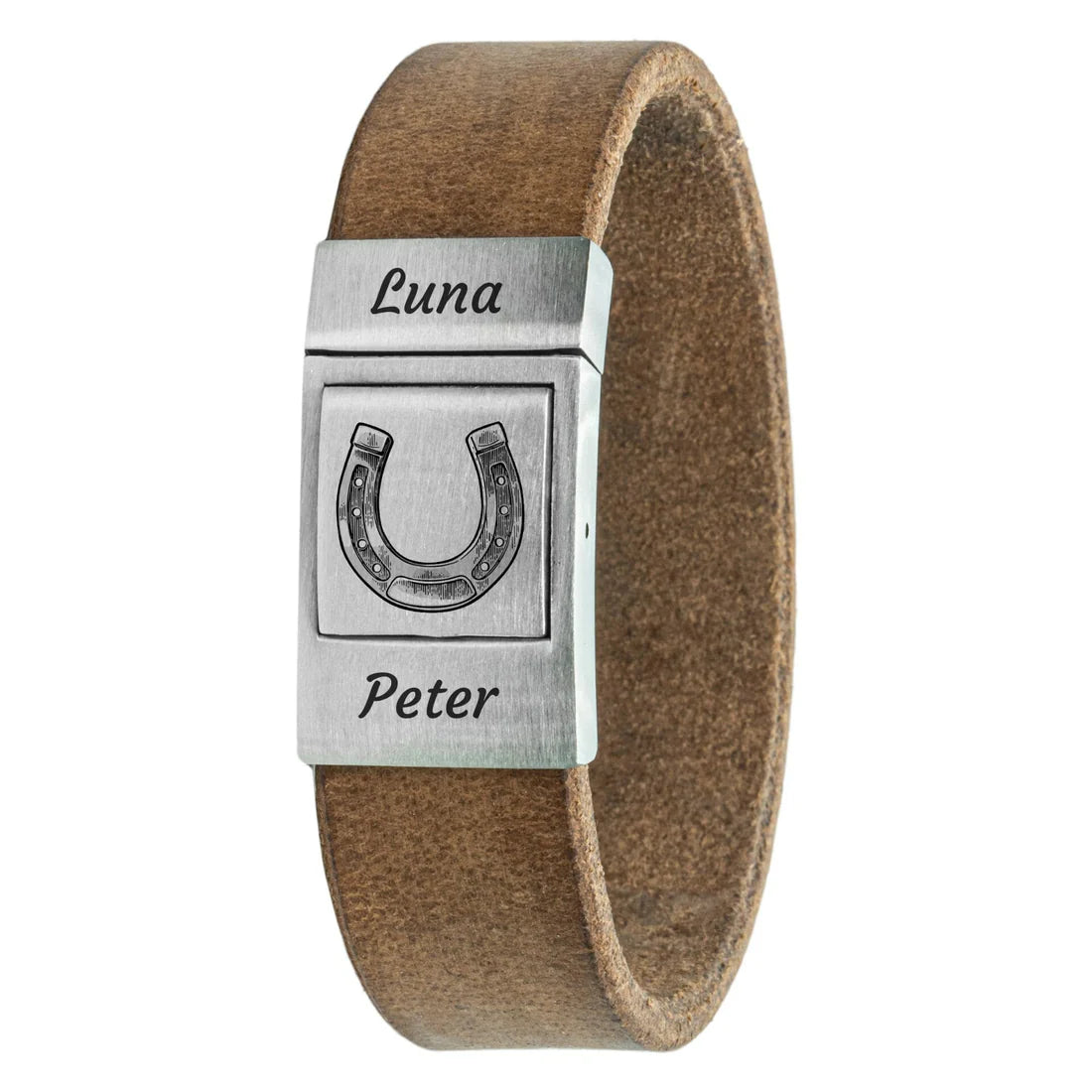 Eigen tekst en symbool Armband Gevlochten leer