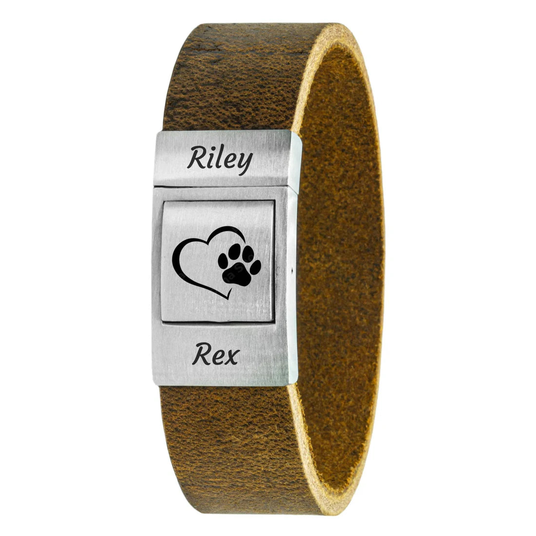 Eigen symbool Armband + Tekst gravure (Zwart / Bruin / Lichtbruin leer)