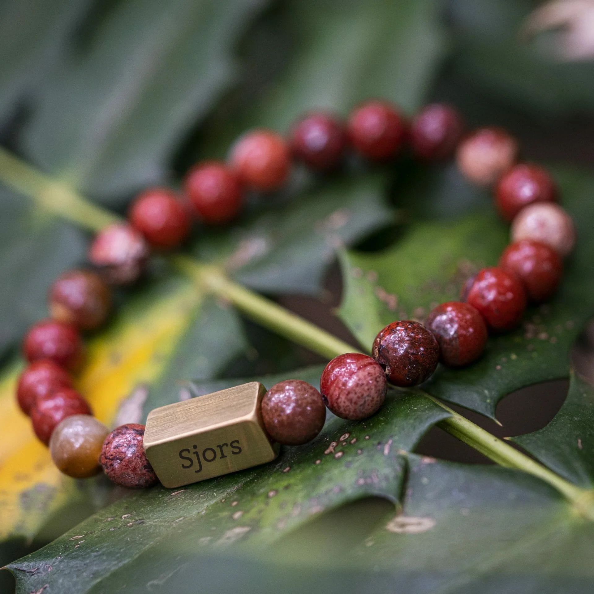 Diep Rode Jasper Kralen Armband (Liefdes armband met Namen)